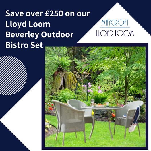 Lloyd Loom Beverley Outdoor Bistro Set in Whitewash