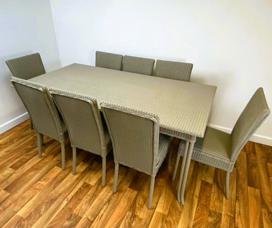 Refurbished 1.8m Stamford Rectangular Dining Table with 8 Refurbished Derby dining chairs