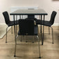 Bistro Square Table with Glass Top and Hairpin legs & 4 x Refurbished Oyster Dining Chairs in Charcoal